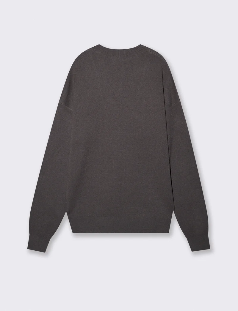 Maglia Cardigan con Scollo a V e Bottoni - Grigio