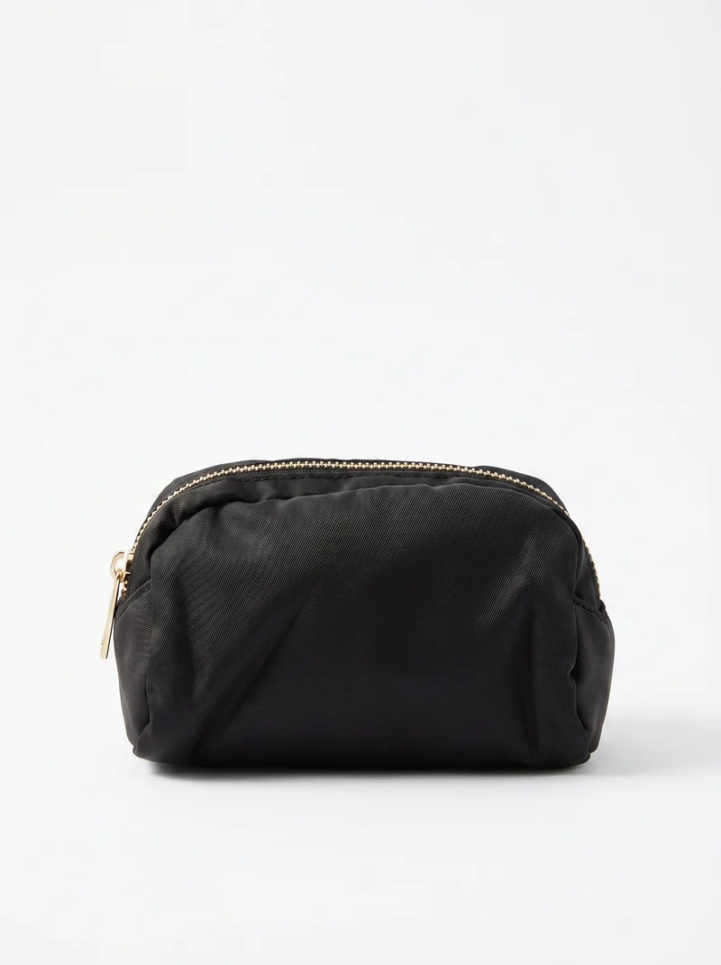 Portamonete in nylon con zip per donne - Nero