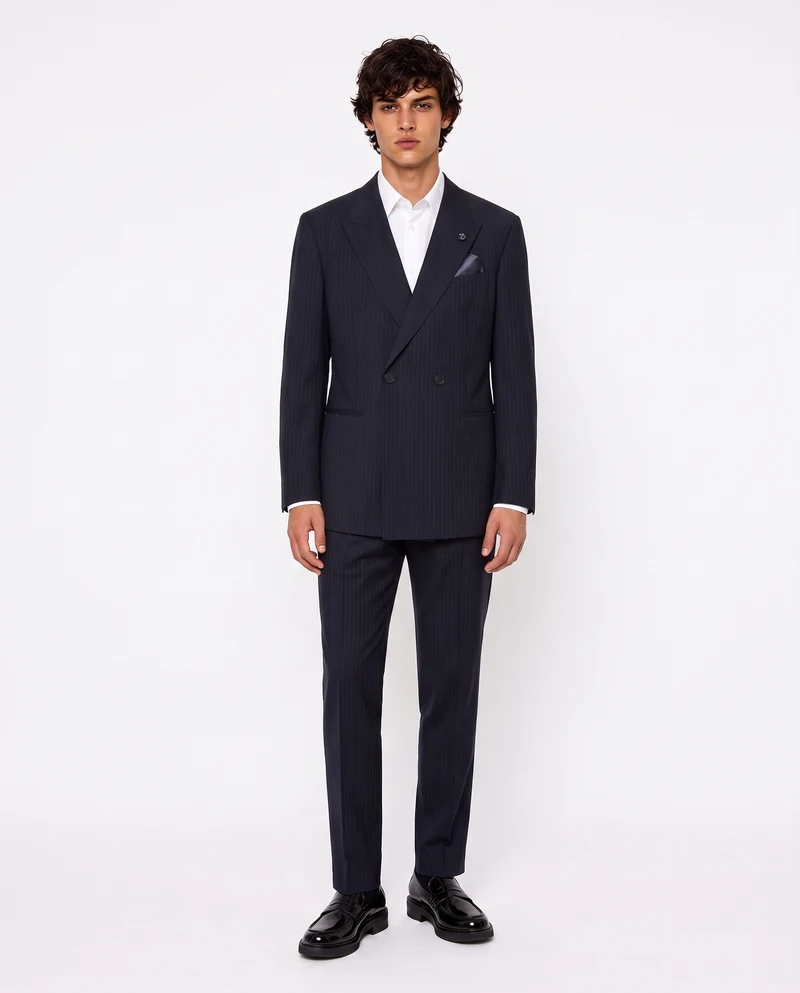 Blazer a righe doppio petto formal fit - Blu