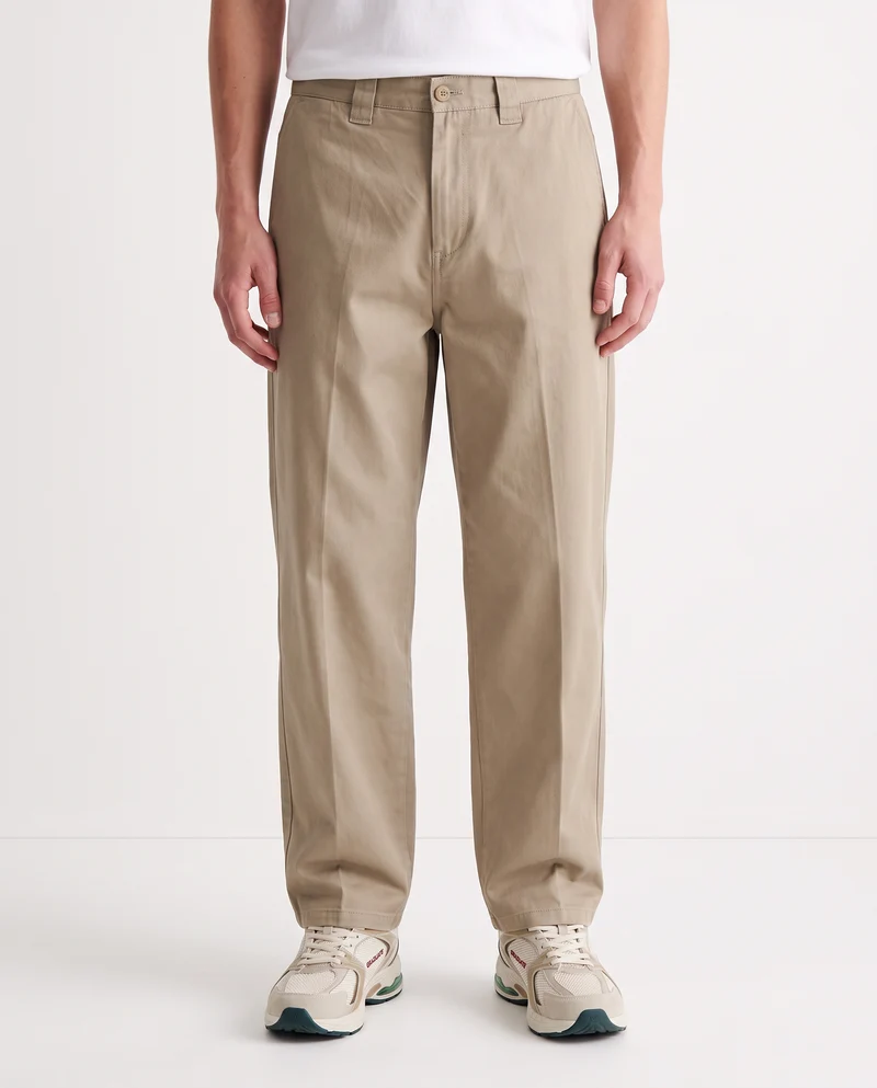 Pantaloni Chino Loose Wide Leg in Cotone - Verde kaki