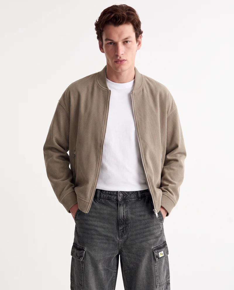 Giubbotto bomber in velluto a coste - Beige
