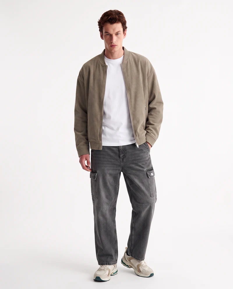 Giubbotto bomber in velluto a coste - Beige