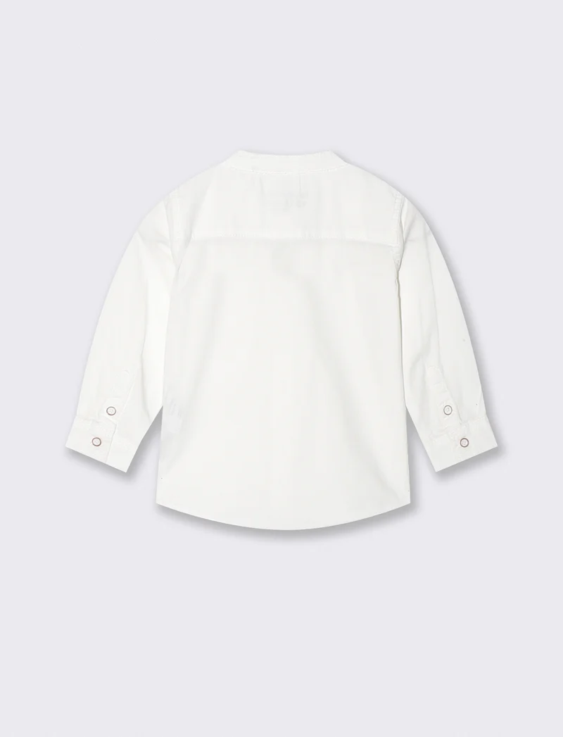 Camicia basica con taschino e ricamo - Bianco latte