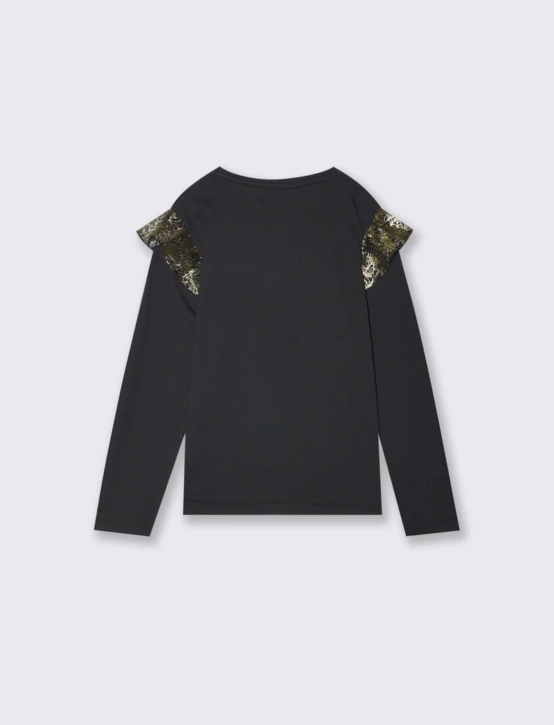 T-shirt Halloween con stampa e maschera - Nero