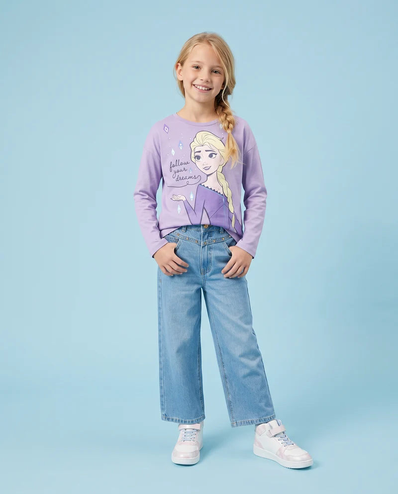 T-shirt manica lunga Disney/Frozen in cotone - Lilla