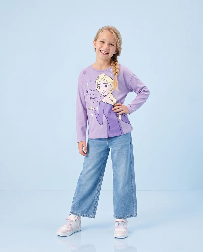 T-shirt manica lunga Disney/Frozen in cotone - Lilla