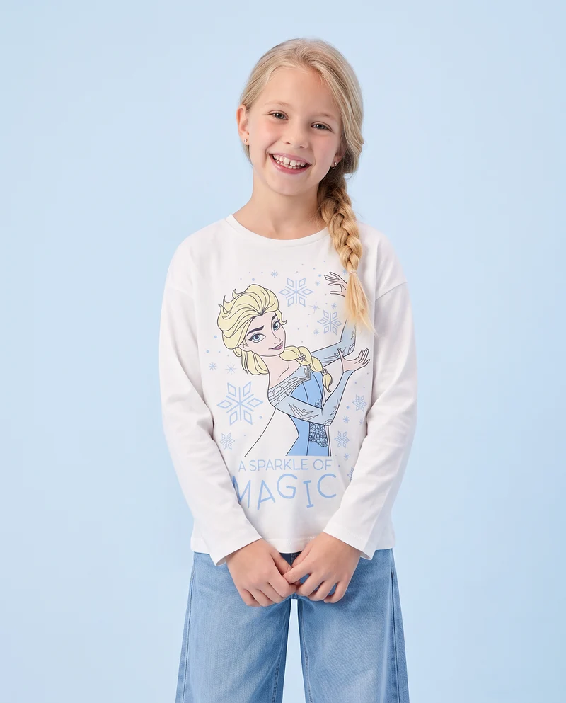 T-shirt manica lunga Disney/Frozen in cotone - Bianco