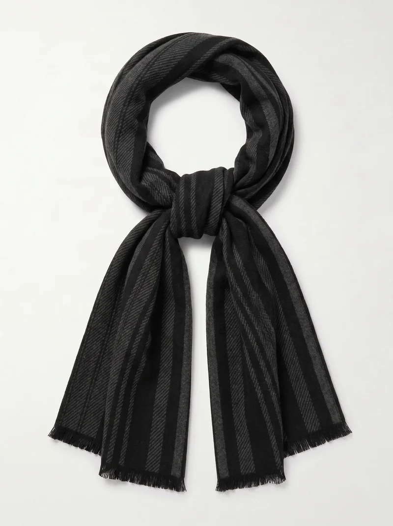 Sciarpa uomo righe grandi eleganti - Nero