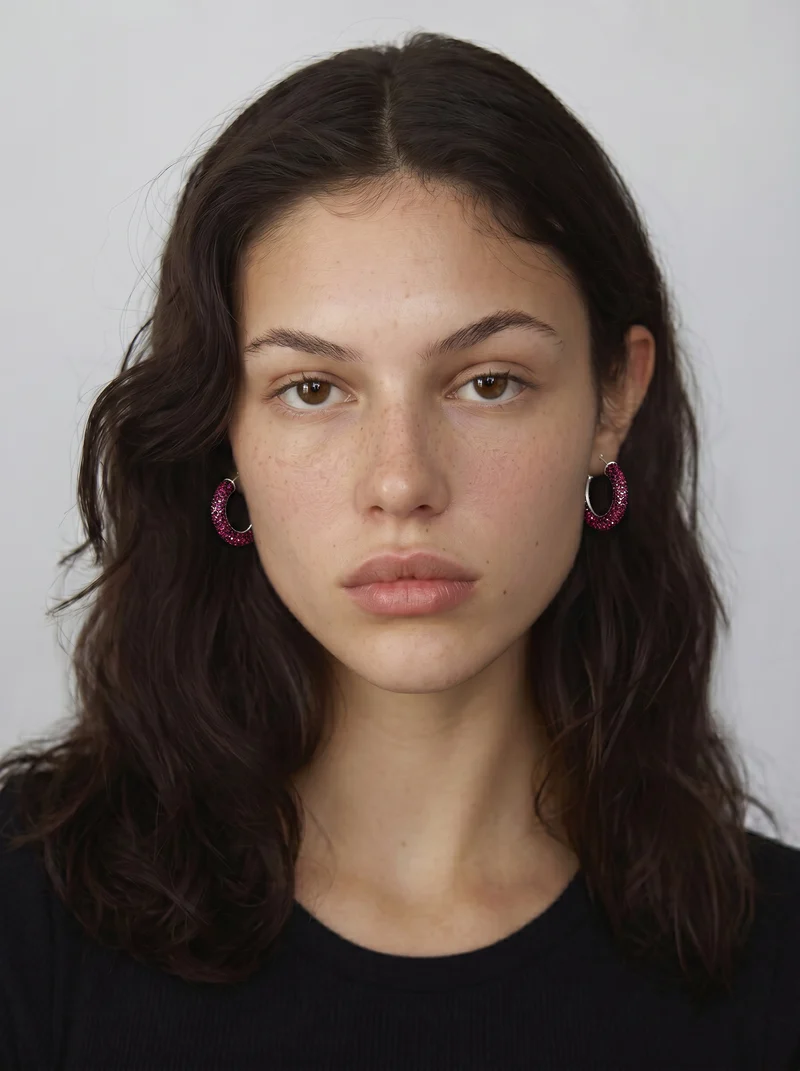 Orecchini a cerchio piccolo con strass - Rosa