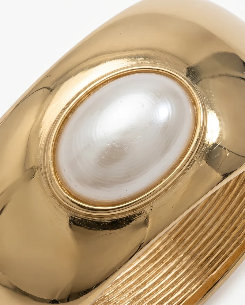 Bracciale bombato con perla - Oro