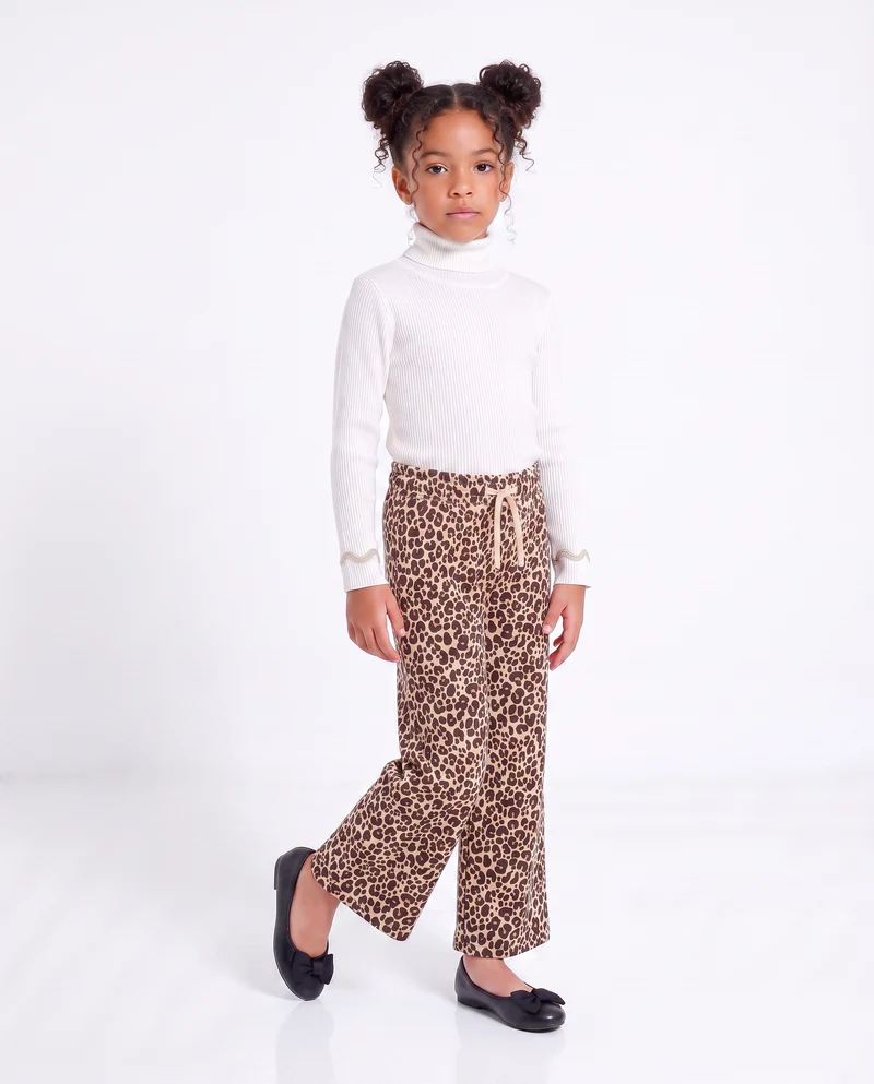 Jogger gamba larga con stampa trendy - Leopardato