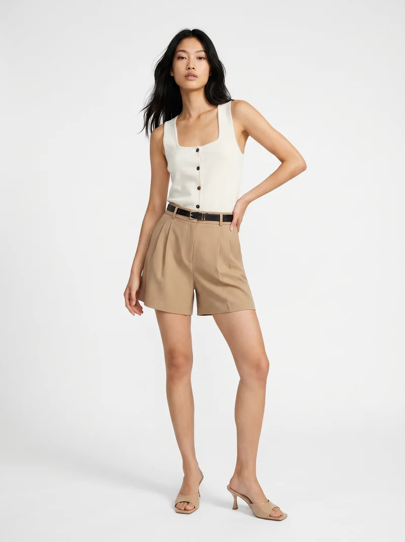 Shorts con cintura trendy e versatili - Cammello