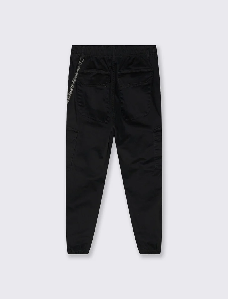 Pantalone cargo con elastico in vita - Nero