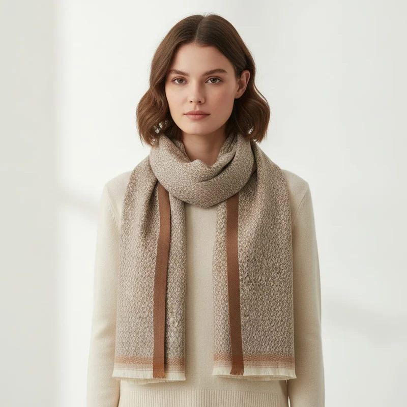 Sciarpa uomo spigata con bordi eleganti - Beige
