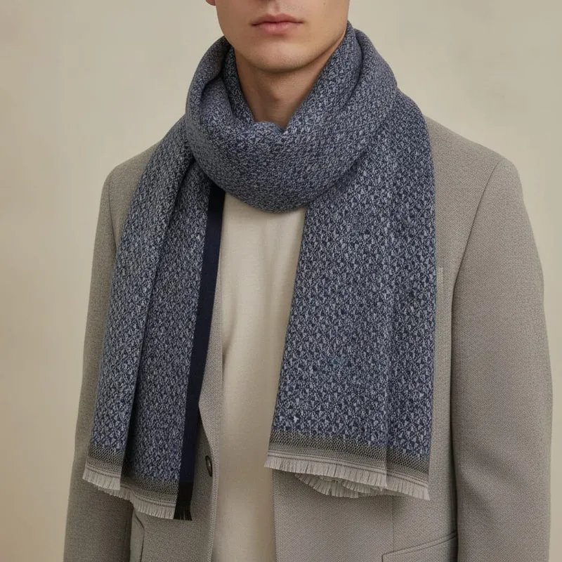 Sciarpa uomo spigata con bordi eleganti - Denim