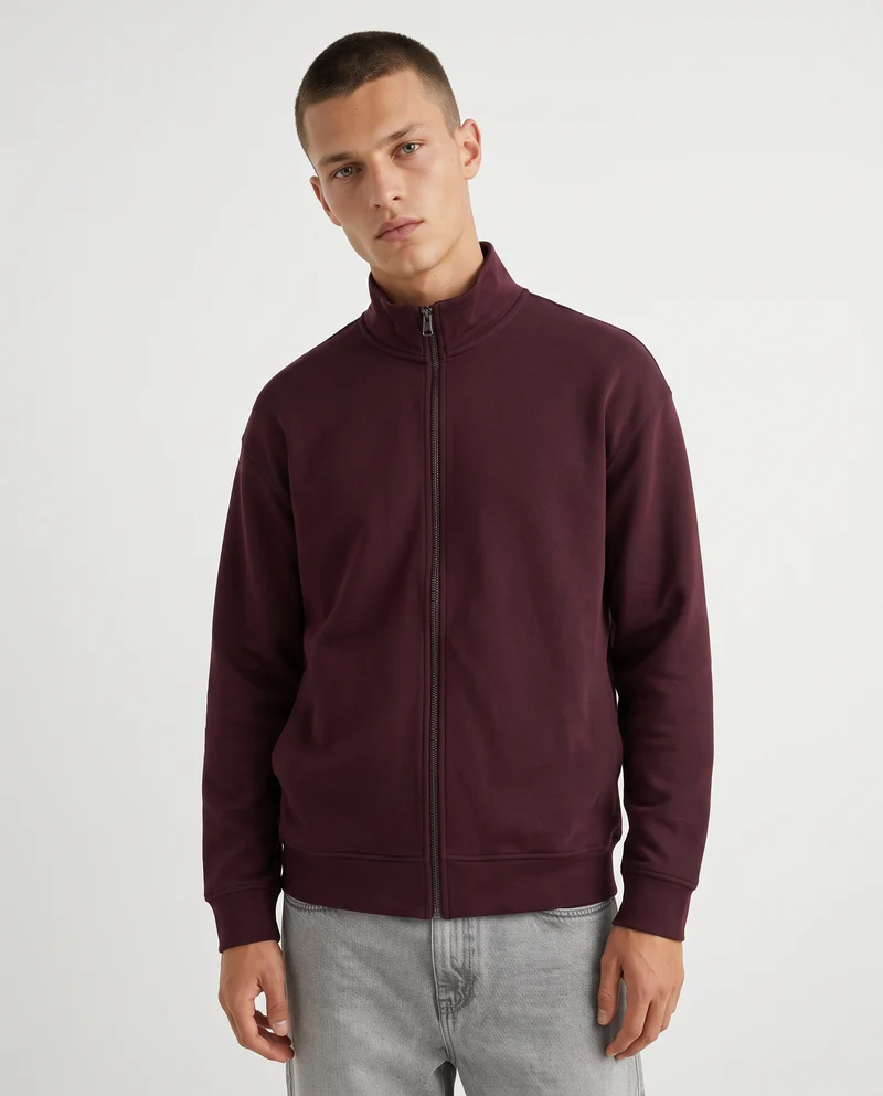 Felpa Cardigan Soft Touch Relaxed Fit - Bordeaux