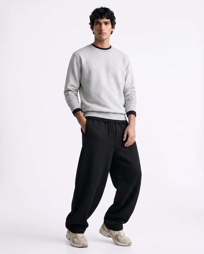 Pantaloni Jogger Extra Baggy in Felpa - Nero