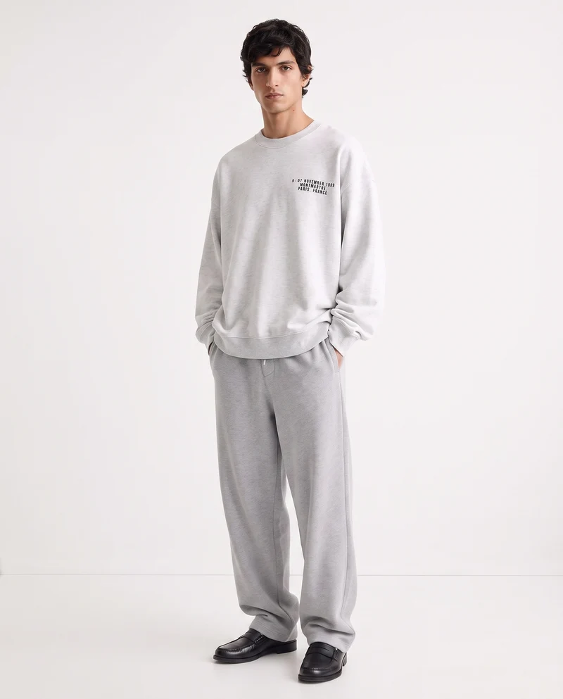 Felpa Boxy Fit con Stampe Puff Effetto - Grigio mel.