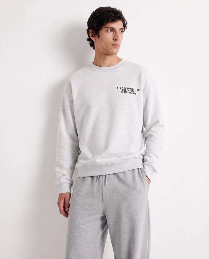 Felpa Boxy Fit con Stampe Puff Effetto - Grigio mel.