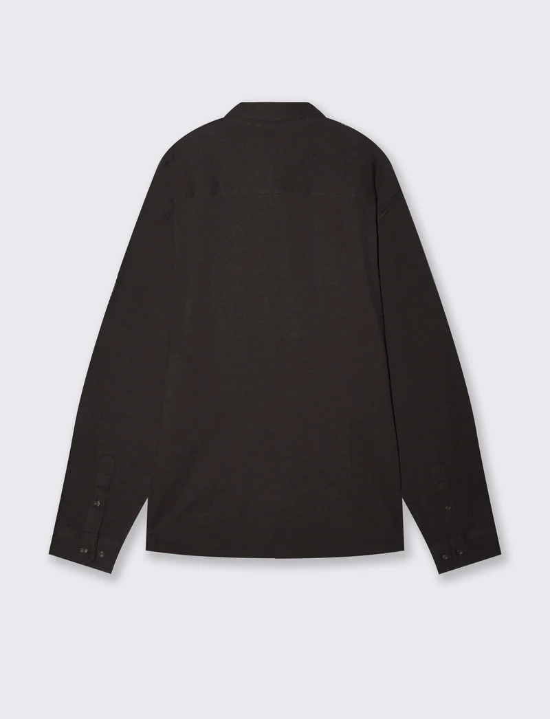 Camicia in cotone effetto maglia - moro/melange