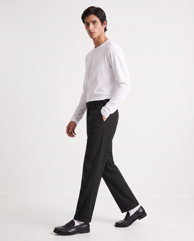 Pantaloni Chino Formali con Fibbia Laterale - Nero