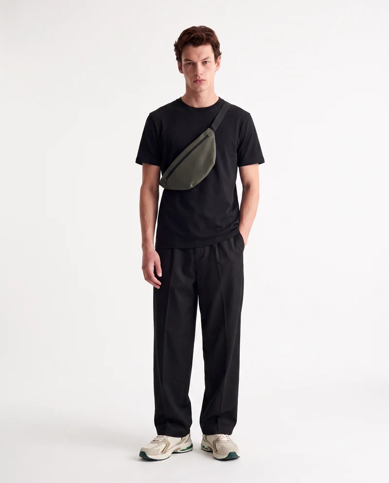 Pantaloni Chino Loose Wide Leg in Cotone - Nero