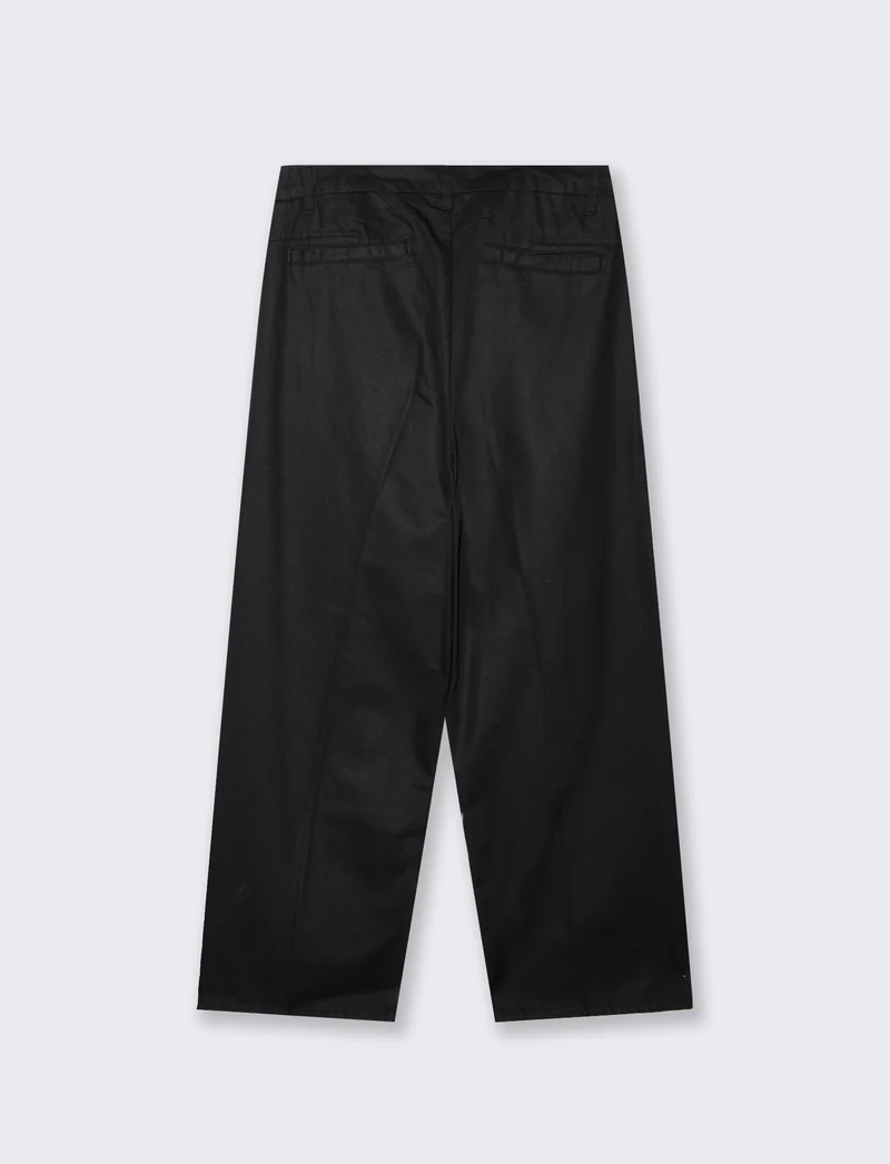 Pantaloni Chino Loose Wide Leg in Cotone - Nero