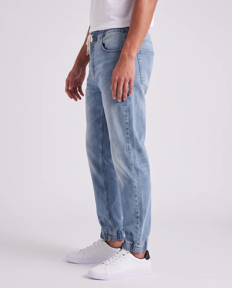 Jeans Jogger Regular Fit Blu Medio Elasticizzati - Denim