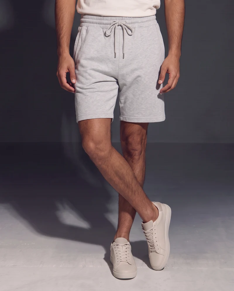 Bermuda in felpa con vita jogger - Grigio mel.