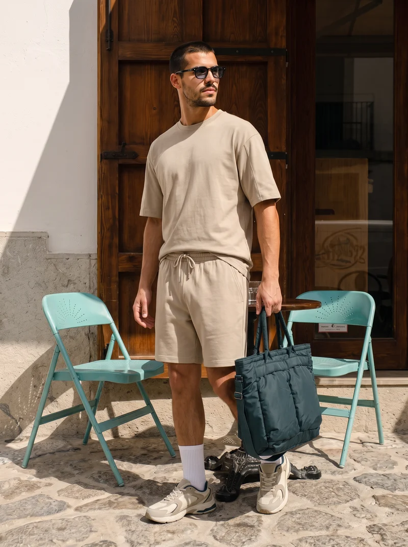 Bermuda Jogger Relaxed Fit in Cotone - Grigio stone