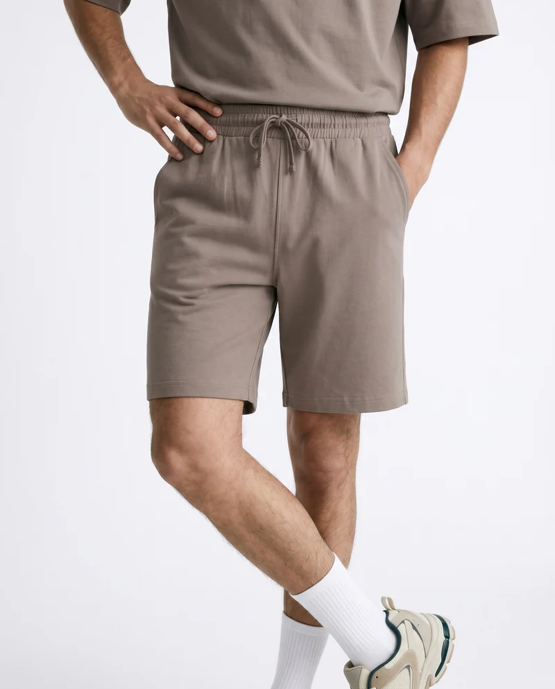 Bermuda Jogger Relaxed Fit in Cotone - Grigio fango