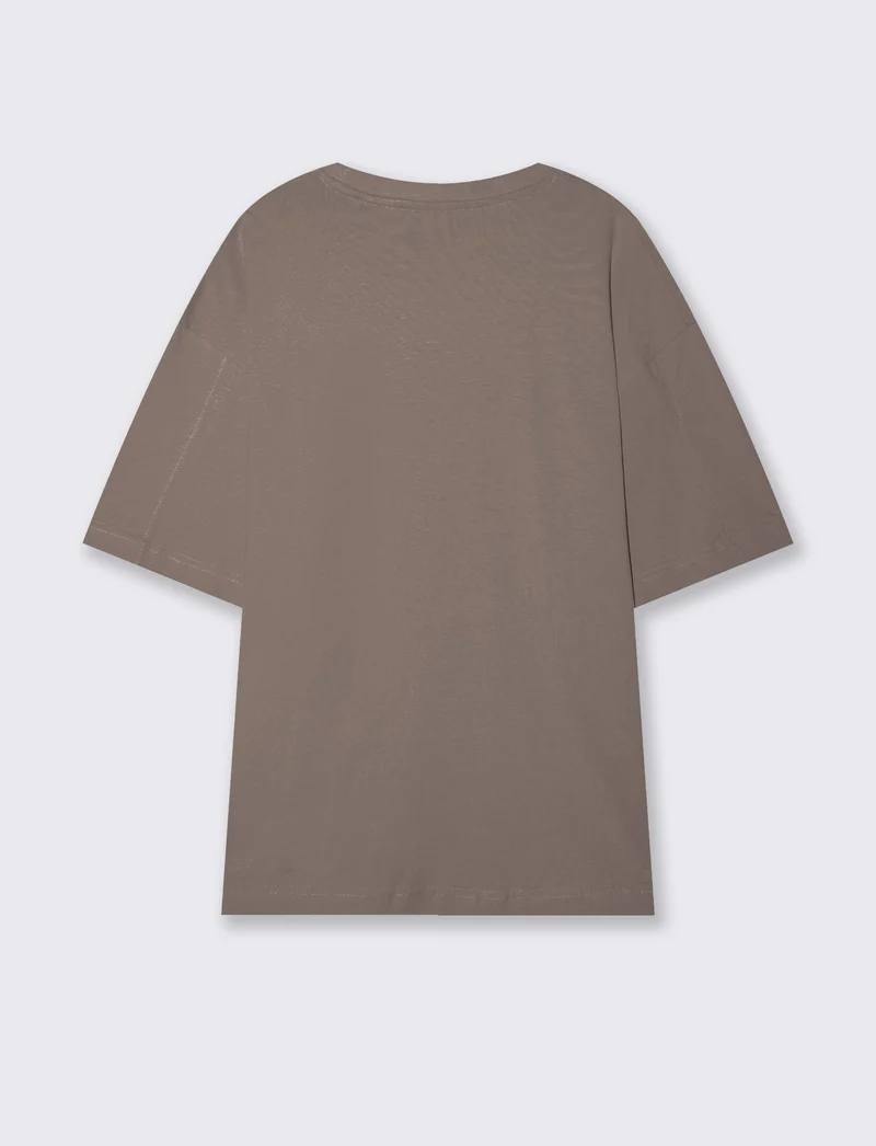 T-shirt uomo jersey relaxed fit maniche corte - Grigio fango