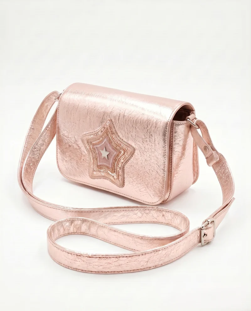 Borsetta con stella glitter metallizzata - Rosa