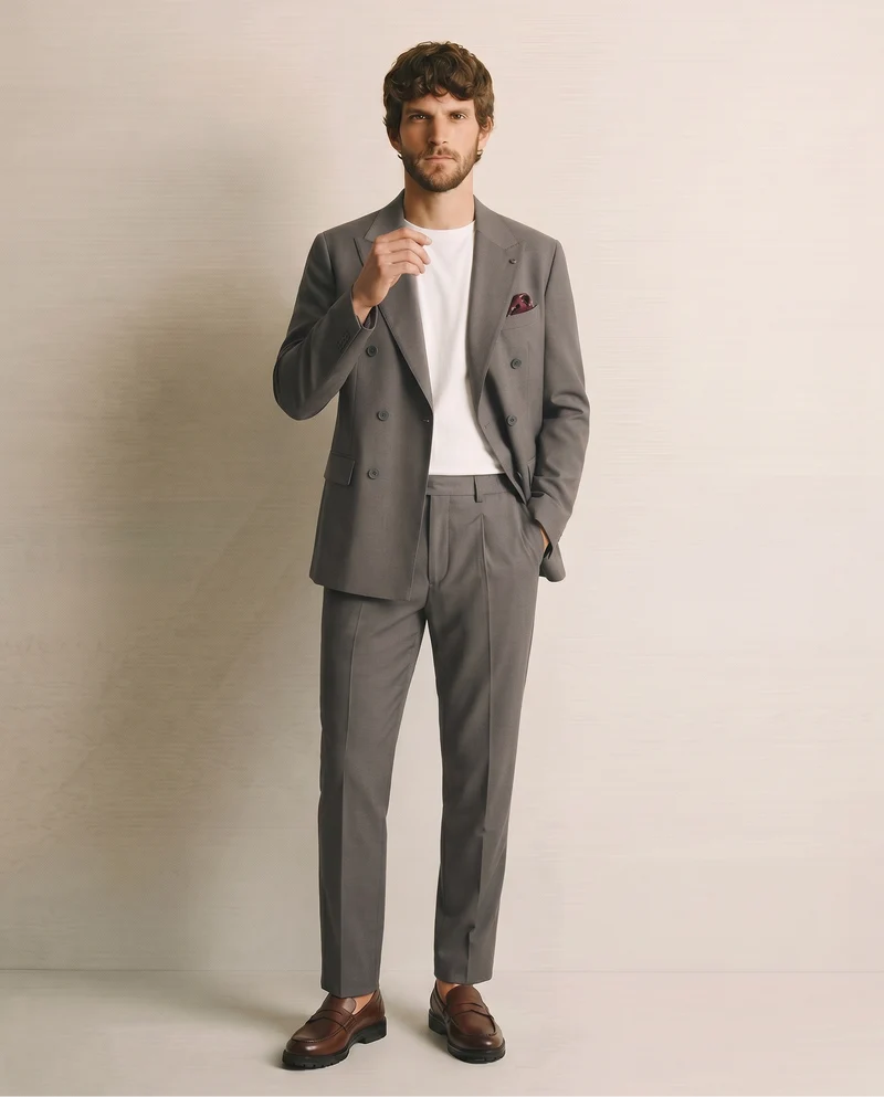 Pantaloni Formal Fit con Vita Elasticizzata - Antracite melange