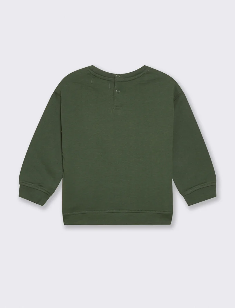 Felpa girocollo in cotone per neonato - Verde abete