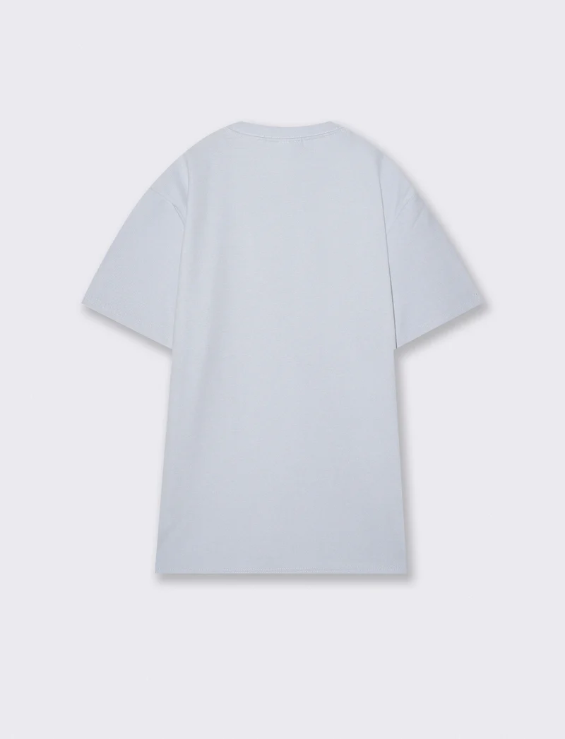 T-shirt girocollo micro waffle regular fit - Celeste polvere