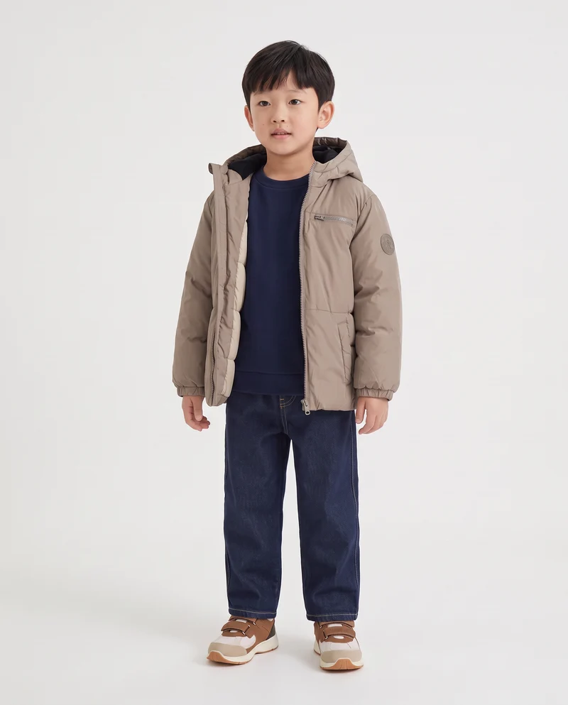 Giubbotto imbottito con cappuccio e tasche - Beige