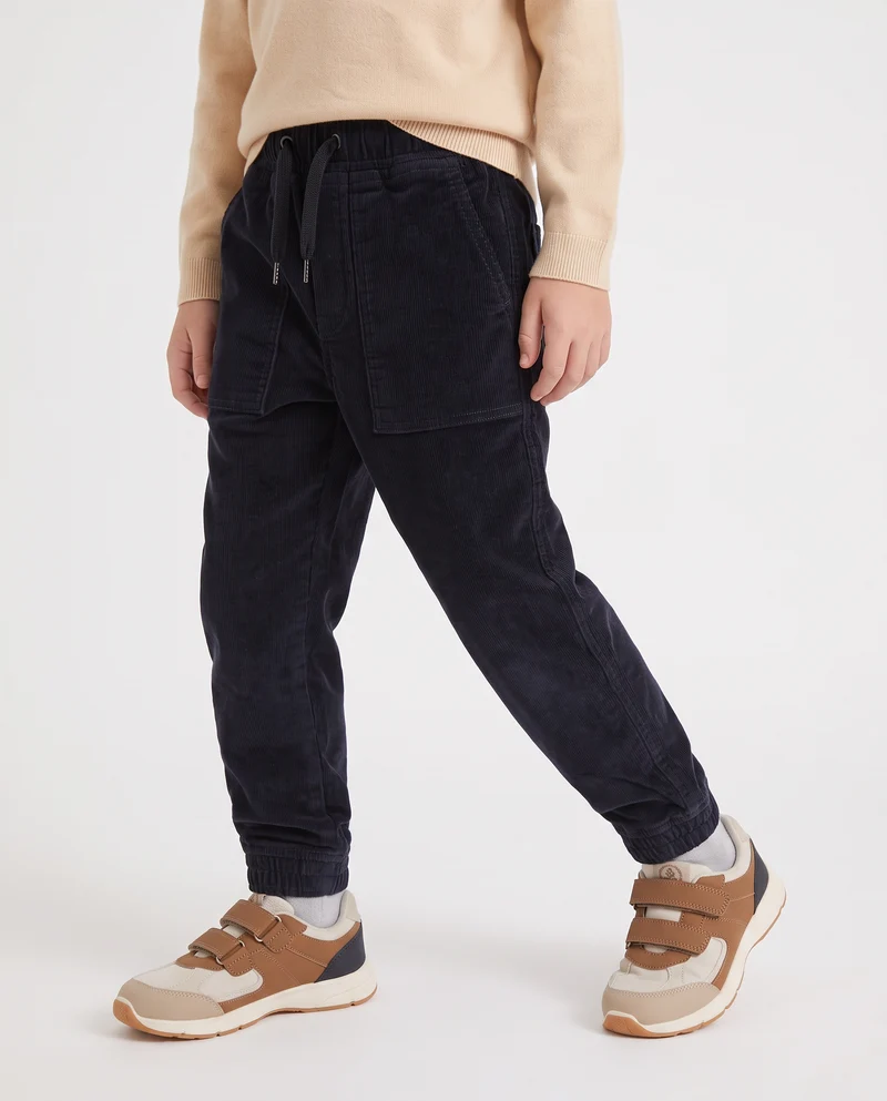 Jogger in velluto a coste per l'inverno - Blu