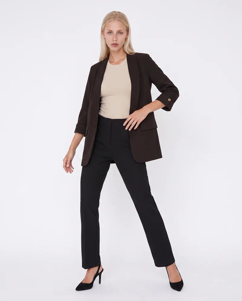 Pantalone skinny a vita alta flare - Nero