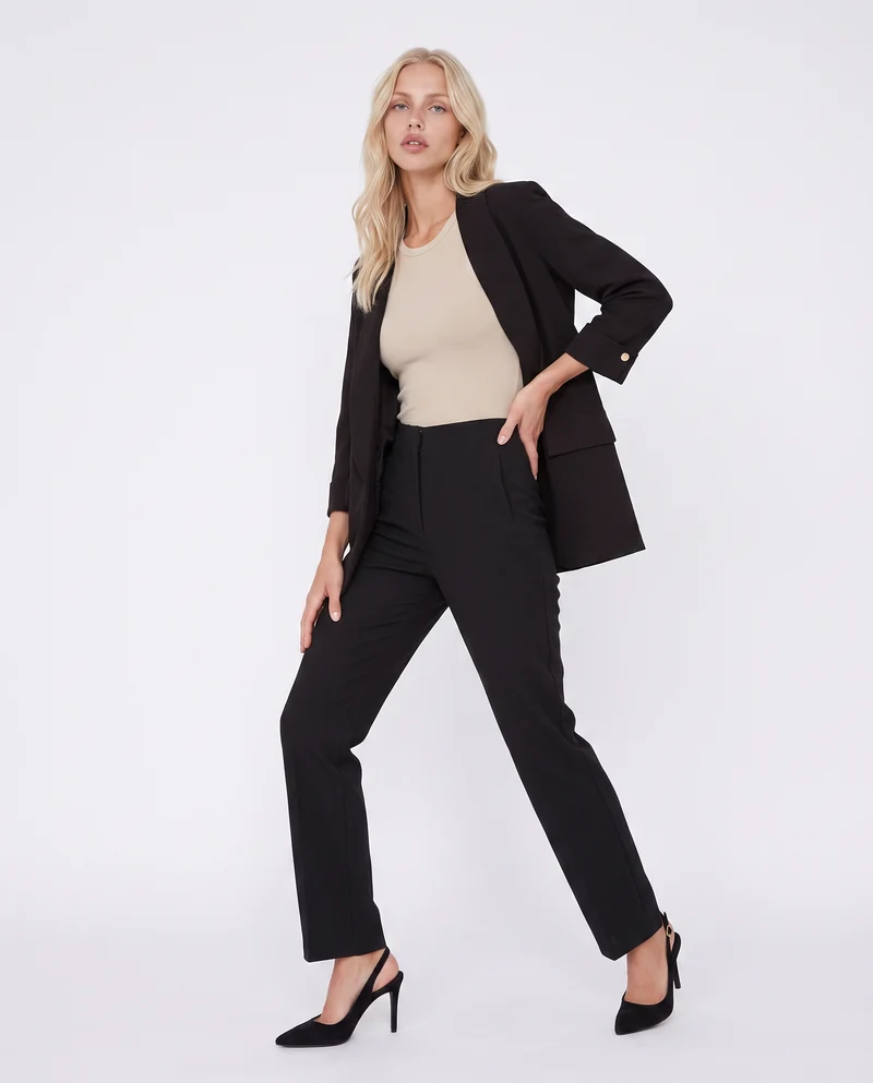 Pantalone skinny a vita alta flare - Nero
