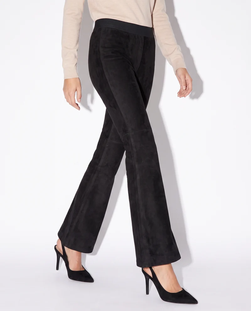 Pantalone elastico flare con vita comoda - Nero