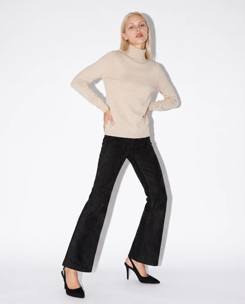 Pantalone elastico flare con vita comoda - Nero