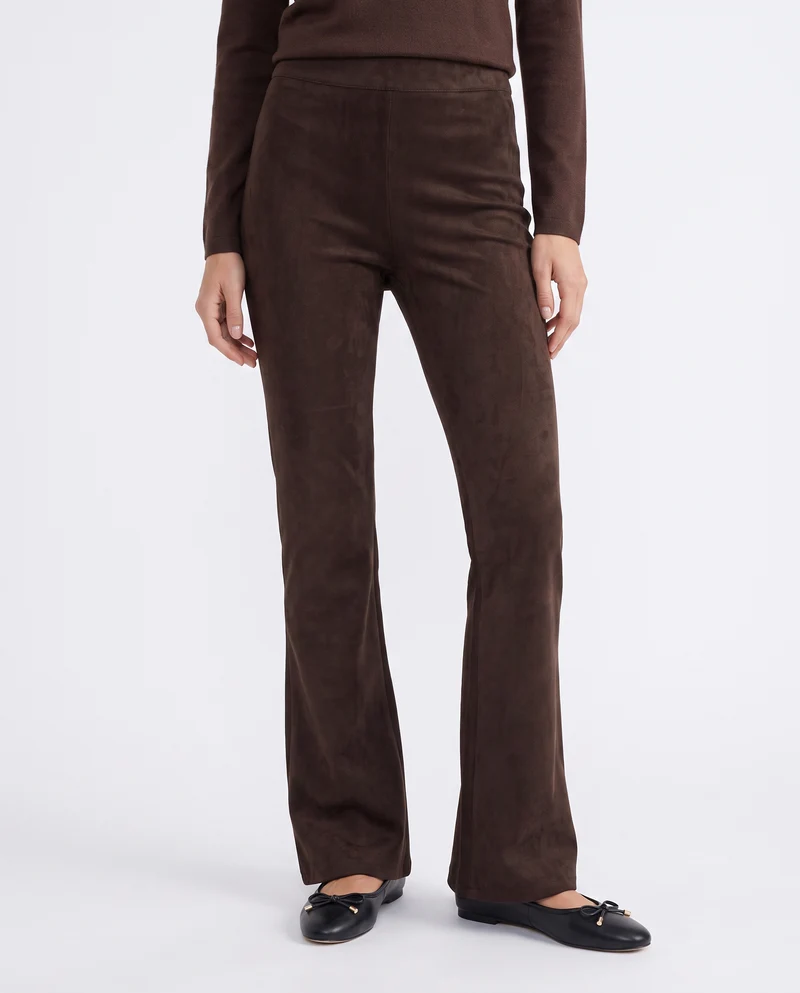 Pantalone elastico flare con vita comoda - Moro