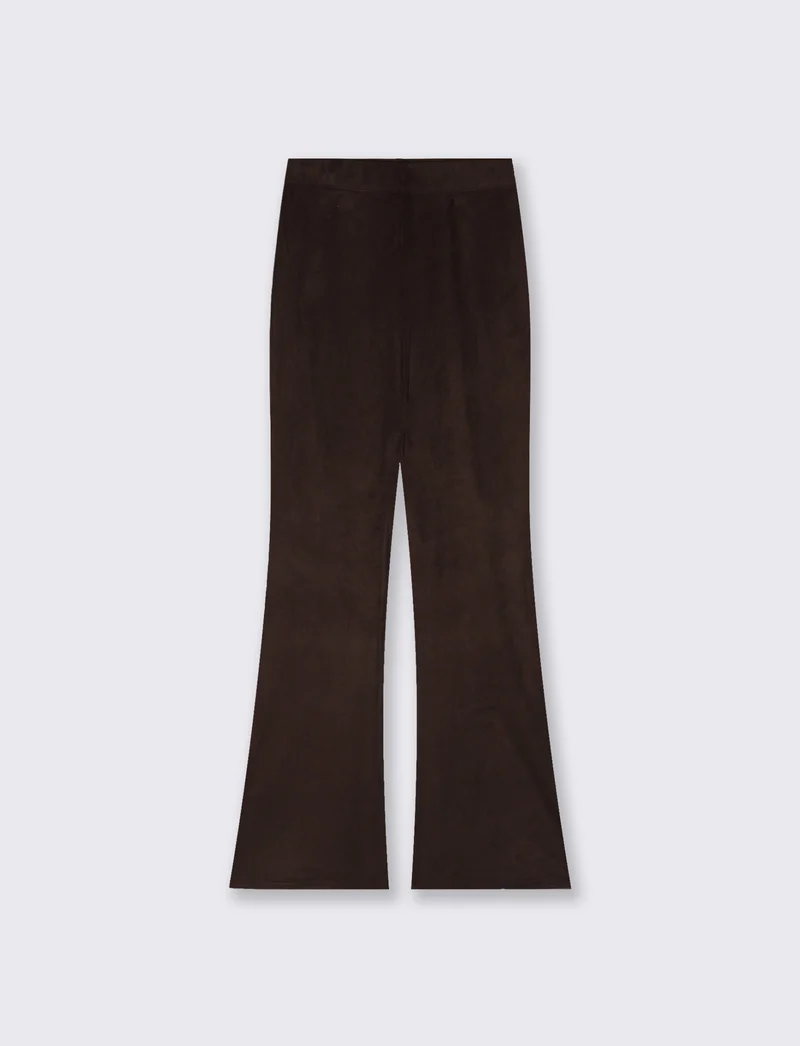 Pantalone elastico flare con vita comoda - Moro