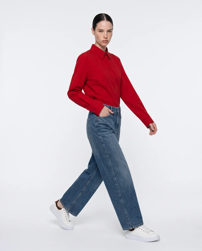 Camicia Slim con Pinces Elegante - Rosso