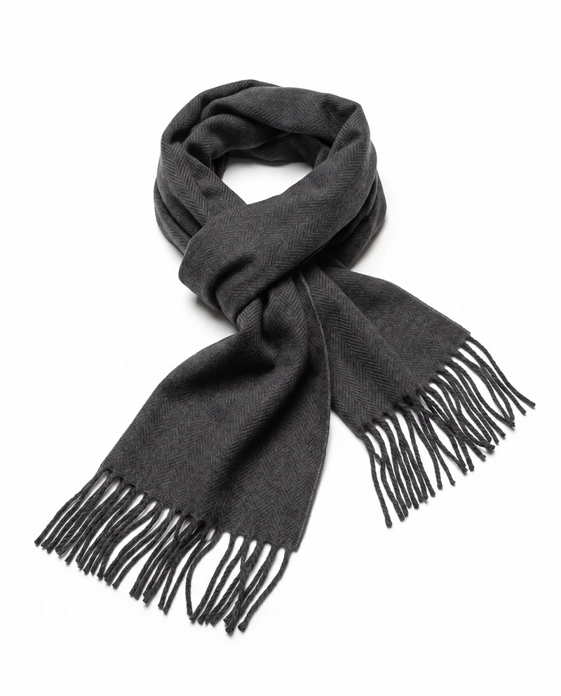 Sciarpa uomo basic con frange eleganti - Nero