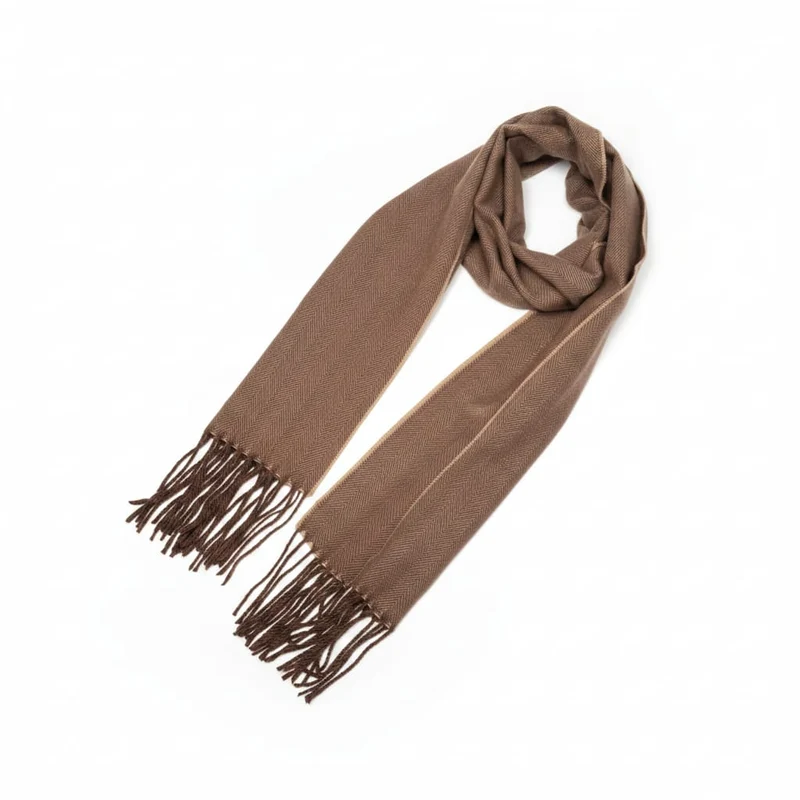 Sciarpa uomo basic con frange eleganti - Moro