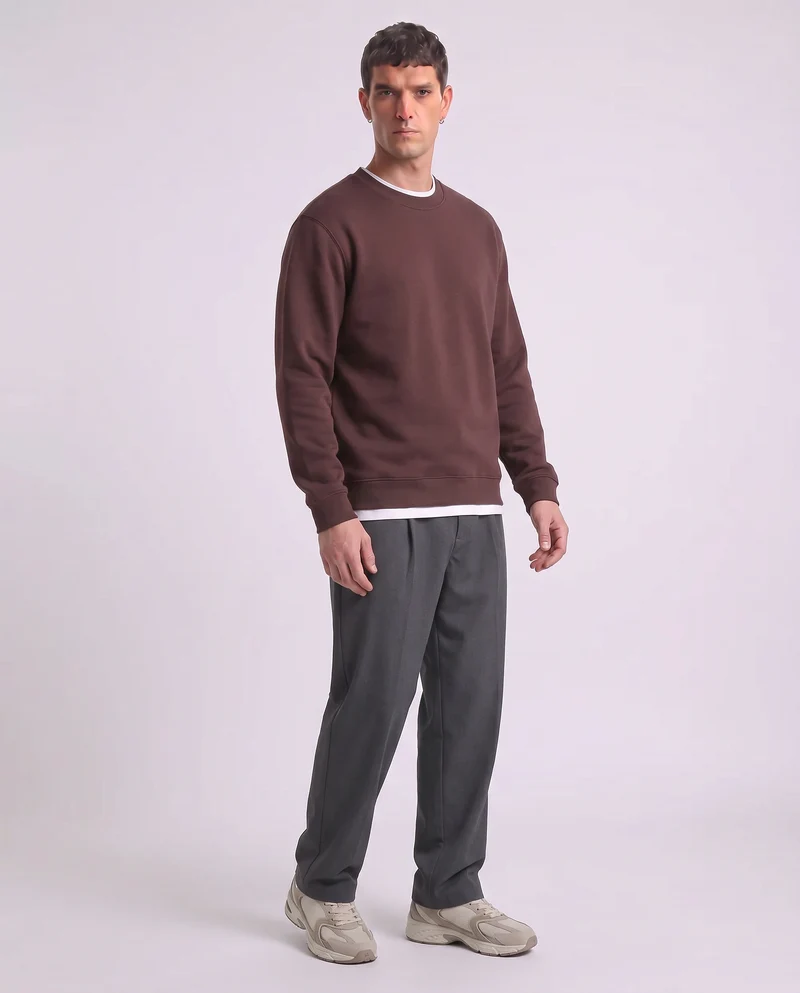 Felpa girocollo con contrasti eleganti - Bordeaux