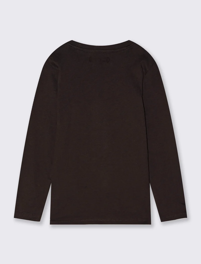 Maglia in cotone manica lunga - Marrone cioccolato