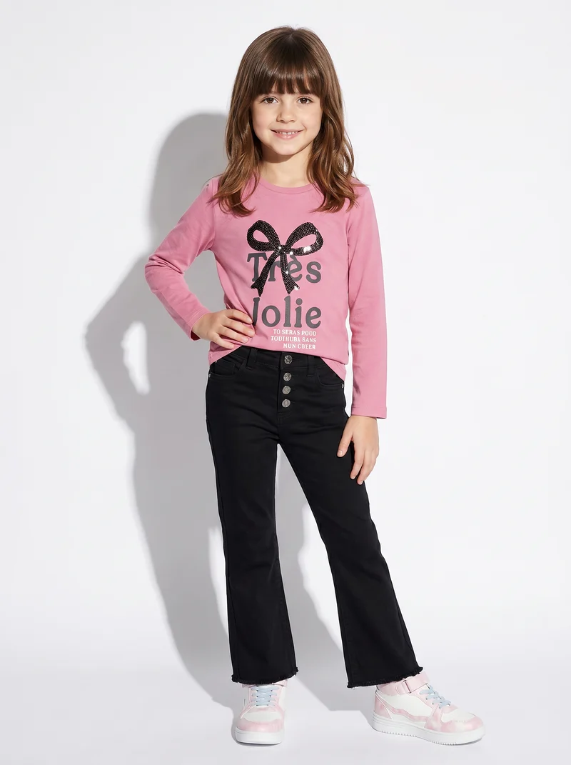 Maglia in cotone manica lunga - Rosa candy